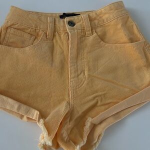 Forever 21 High Waist Yellow Corduroy Shorts